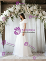 White Puff Sleeve Square Neck Wedding Dress