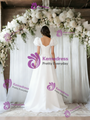 White Puff Sleeve Square Neck Wedding Dress
