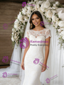 White Mermaid Lace Short Sleeve Wedding Dress