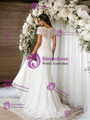 White Mermaid Lace Short Sleeve Wedding Dress