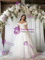 White Tulle Off the Shoulder Wedding Dress