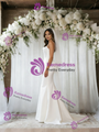 White Mermaid Spaghetti Straps Wedding Dress