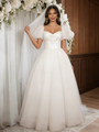 White Puff Sleeve Square Neck Wedding Dress