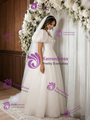 White Puff Sleeve Square Neck Wedding Dress