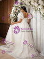 White Puff Sleeve Square Neck Wedding Dress