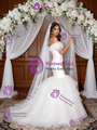 White Mermaid Off the Shoulder Beading Wedding Dress