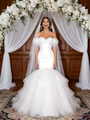 White Mermaid Off the Shoulder Beading Wedding Dress