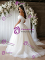 White Tulle Off the Shoulder Beading Wedding Dress