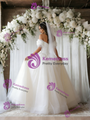 White Tulle Off the Shoulder Beading Wedding Dress