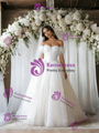 White Tulle Off the Shoulder Beading Wedding Dress