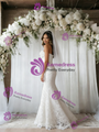 White Mermaid Lace Strapless Wedding Dress