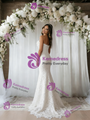 White Mermaid Lace Strapless Wedding Dress