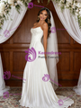 White Satin Strapless Pleats Wedding Dress
