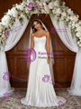 White Satin Strapless Pleats Wedding Dress