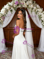 White Satin Strapless Pleats Wedding Dress