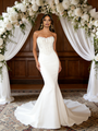 White Mermaid Strapless Appliques Wedding Dress