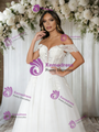 White Tulle Off the Shoulder Appliques Wedding Dress