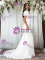 White Mermaid Puff Sleeve Wedding Dress