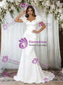 White Mermaid Puff Sleeve Wedding Dress