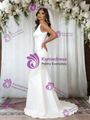 White Mermaid Satin Backless Wedding Dress