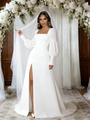 White Long Sleeve Split Wedidng Dress