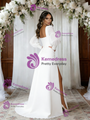 White Long Sleeve Split Wedidng DressWhite Long Sleeve Split Wedidng Dress