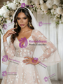 Champagne Tulle Lace Long Sleeve Wedding Dress
