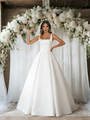 Simple White Satin Straps Wedding Dress