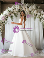 Simple White Satin Straps Wedding Dress