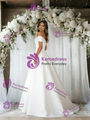 White Satin Off the Shoulder Wedding Dress