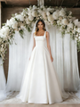 White Satin Straps Wedding Dress