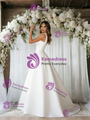 White Satin Straps Wedding Dress