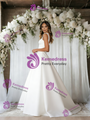 White Satin Straps Wedding Dress