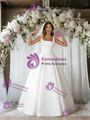 White Satin Straps Wedding Dress