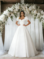 White Puff Sleeve Square Neck Wedding Dress