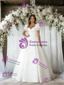White Puff Sleeve Square Neck Wedding Dress