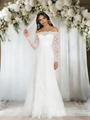 White Lace Long Sleeve Wedding Dress