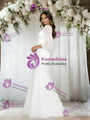 White Long Sleeve Backless Wedding Dress