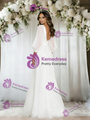 White Long Sleeve Backless Wedding Dress