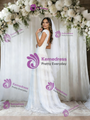 White Lace Tulle V-neck Wedding Dress