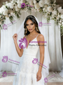 White Lace Spaghetti Straps Wedding Dress