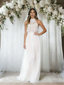 White Chiffon Lace Halter Wedding Dress