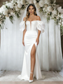 White Satin Split Wedding Dress