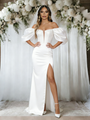 White Satin Split Wedding Dress