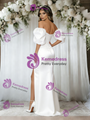White Satin Split Wedding Dress