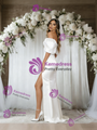 White Satin Split Wedding Dress
