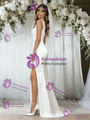 White Mermaid Straps Split Wedding Dress