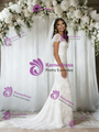 White Mermaid Lace Scoop Neck Wedidng Dress