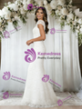 White Mermaid Lace Cap Sleeve Wedding Dress