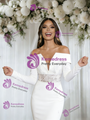 White Mermaid Long Sleeve Wedding Dress